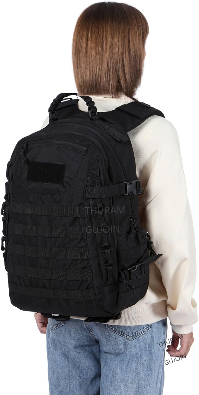 38L Nylon Waterproof Trekking Fishing Hunting Bag Backpack Outdoor Military Rucksacks Tactical Sports Camping Hiking (Black)