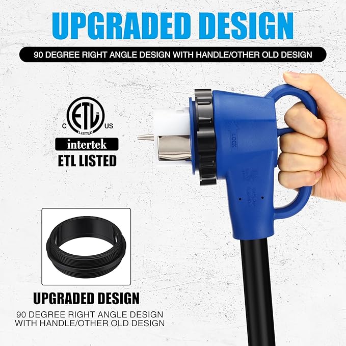 Kanayu 15FT NEMA L14-30P to SS2-50R RV Marine Power Generator Adapter Cord 30A 4 Prong Locking Generator L14-30P Male to 50A Marine Shore Power 90 Degree Right Angle SS2-50R Female ETL Listed