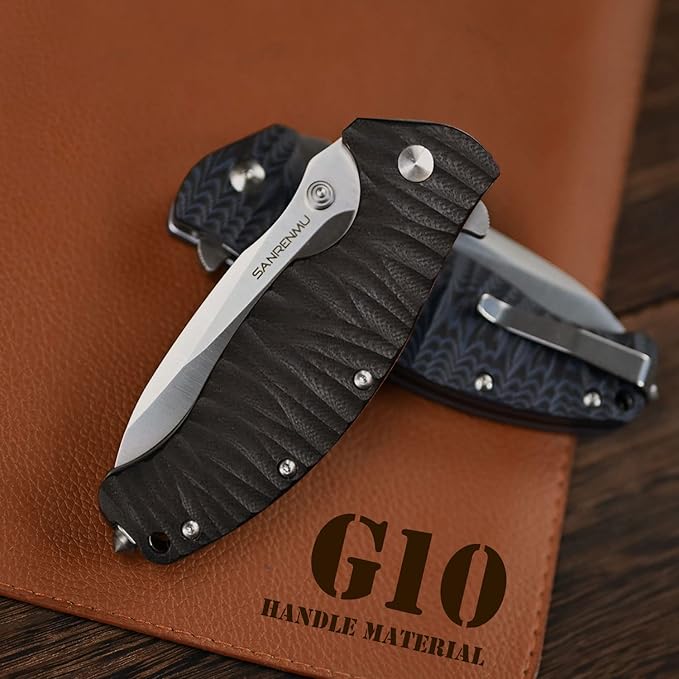 SANRENMU 1006 NEW Pocket Folding Knife 14C28N Blade Flipper Ball Bearing Outdoor Camping Survival Tool EDC (Black)