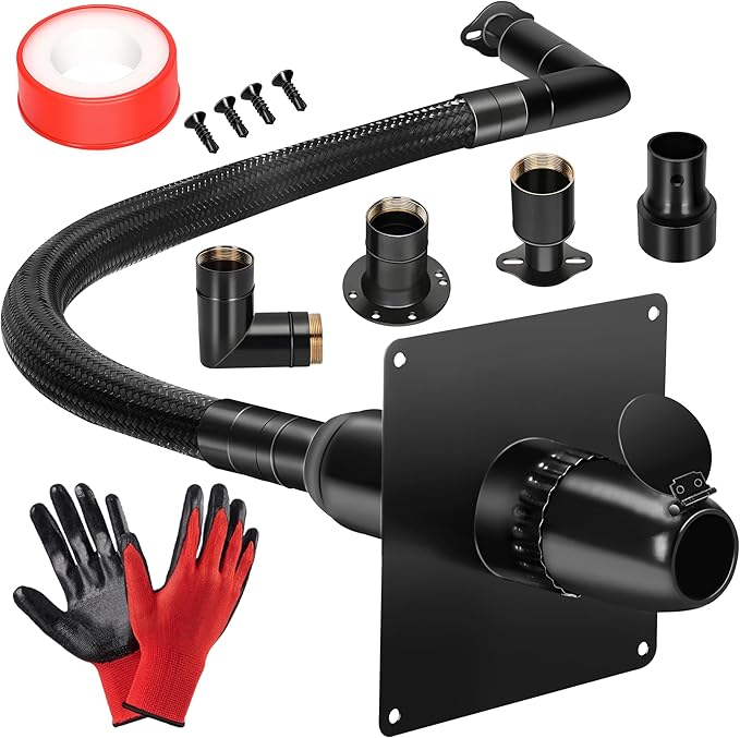 2025 Upgrade Generator Exhaust Extension Silencer Kit with Three Universal AdaptersThreaded ConnectorRain Cap and 90° Elbow–Leakproof Weatherproof &amp Flexible Muffler Upgrade for Portable Genera