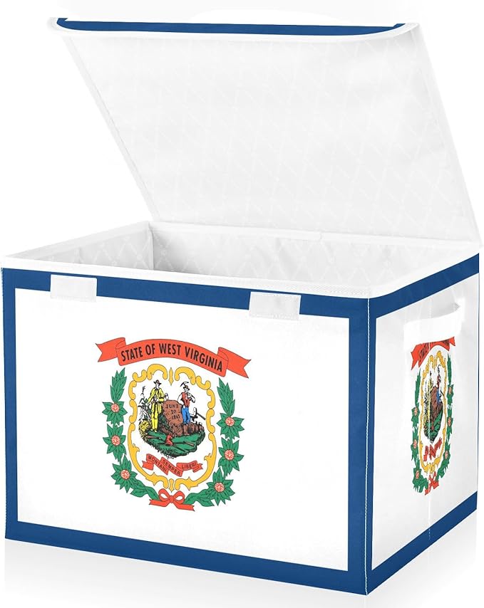 West Virginia State Flag Wv Storage Box with Lid Stackable Organizer Bins Large Storage Bins for Home Studyroom Home