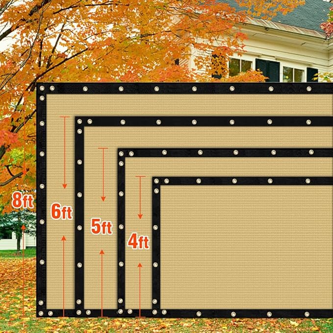 iCover 8x50ft Privacy Screen Fence Outdoor Fencing Panels Garden Windscreen Mesh Shade Sail Net Barrier Include Reinforced Bindings and Brass Grommets Cable Zip Ties Sand