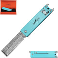 ALBATROSS Blue Damascus Cute Cat Pattern Pocket Knife - Stocking Stuffer for Men 3.5 Titanium Alloy Box Cutter - EDC Keychain Gadgets with Bottle Opener Mothers Day Fathers Day Gift for Cat Lovers