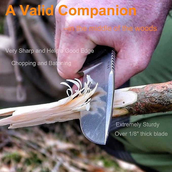 Ruike Camping Small Fixed Blade Knife with Sheath 360 Rotate 14c28n Tactical Full-tang Large Big Stainless SteelHunting Survival Bushcraft Top Hiking ToolMen EDC Outdoor Belt Hidden Horizontal Case