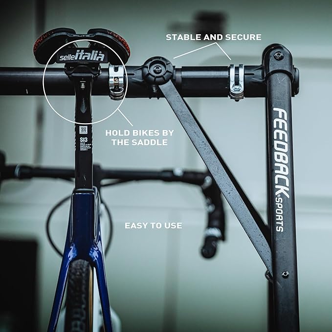 Feedback Sports | A-Frame Portable Bike Storage Rack with Travel Bag | Lightweight Collapsible Aluminum | Bicycle Hanger up to 8 Bikes | for Events | Black
