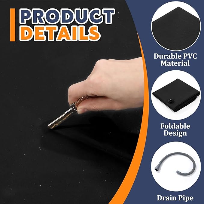 LAFANDE Portable Shower Pan Foldable Shower Base &amp Basin Floor with Detachable Drain Pipe Camping Shower Mat for Indoor &amp Outdoor Shower Stall Enclosures