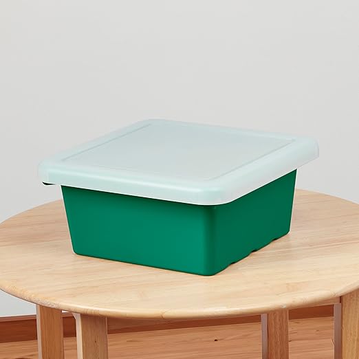 ECR4Kids Square Bin with Lid Storage Containers Green 2-Pack