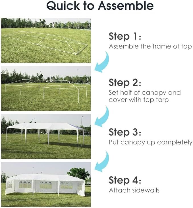Outdoor Gazebo Canopy Wedding Party Tent Camping Shelter Commercial Instant Shelter Waterproof Tent with Removable Side Walls (10'x30' Five Sides)