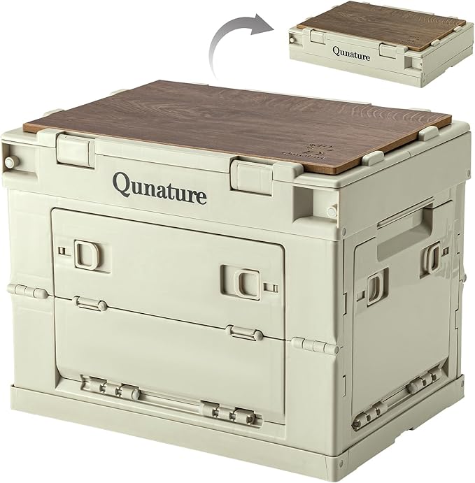 Collapsible Storage Bins with Lockable Doors &amp Removable Cutting Board26L Foldable Stackable Heavy-Duty Box for Camping Picnic Closet Garage and Moving Organization