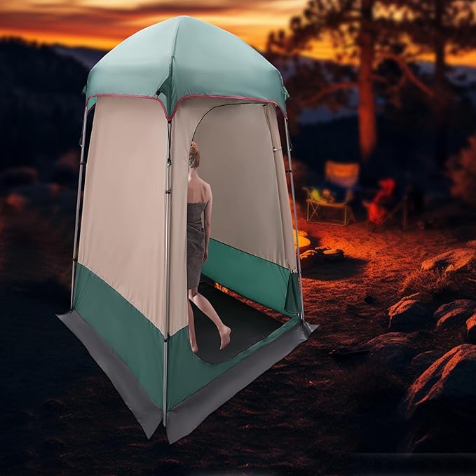 Outdoor Shower Tent Camping Privacy Shelter-Dressing Changing Room-Portable Toilet Tent for Camping Hiking Beach Toilet Shower Bathroom Green/Coffee Color