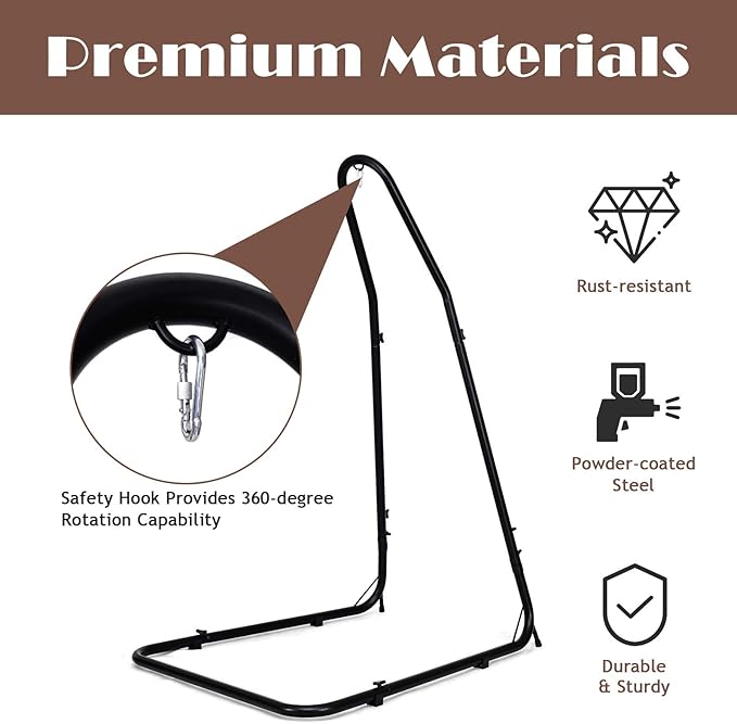 Happygrill Hammock Stand Adjustable Height 78.5 to 98.5 Replacement Hammock Stand for Hammock Air Porch Swing Chair