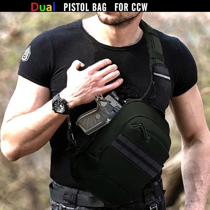 Tactical Sling Chest Bag EDC Shoulder Pack Universl Dual Holster CCW Compact Bags Concealed Carry Backpack