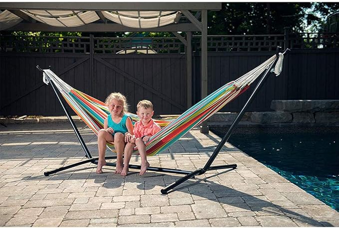 Vivere Double Polyester Easy Assemble Outdoor Hammock with Steel Stand Ciao