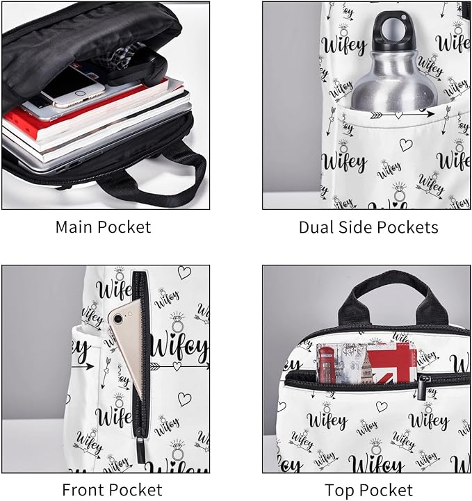 diamond Bride Wifey Gift Backpack Bookbag Outdoor Daypack with Adjustable Shoulder Straps Multipurpose Backpack