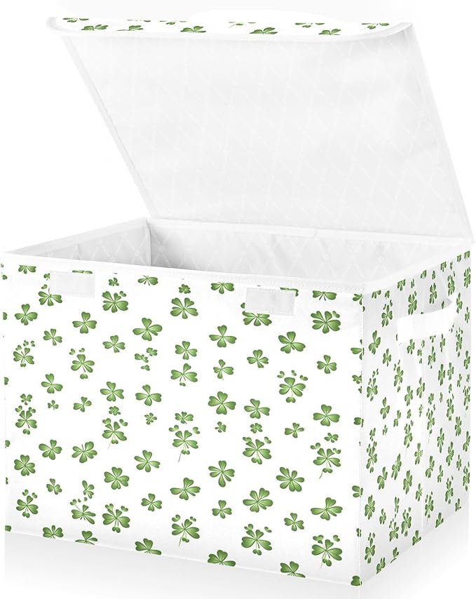 Fresh Clover Fabric Storage Bins with Lids and HandleFoldable Storage Bins with LidsCloset Organizers for Clothes Storage Room Organization Office Storage Chest Organizer
