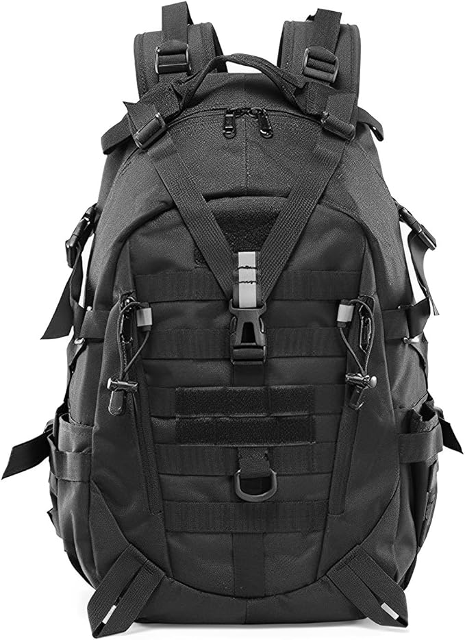Lawaia Military Tactical Backpack for Men - Large Capacity Night Reflective Strip Ideal for Camping and Work (black)