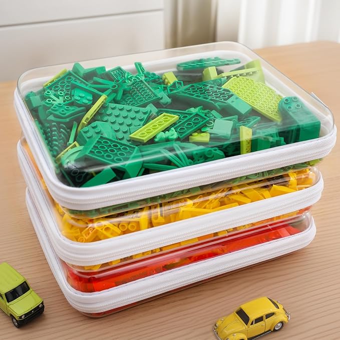CoiiJoii 3PCS Large Clear Hard Shell Zippered Case Diaper Bag Organizing Pouches Waterproof Cosmetic Bag Kid's Toy Storage Organizer Bins Pencil Case.