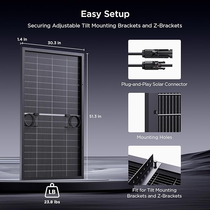 N-Type 16BB 200W Bifacial Solar Panel 200 Watt Solar Panel for 12V Battery Systems 25% High Efficiency Dual-Module Parallel Anti-Shade Design for RV Van Marine Home Rooftop Off-Grid