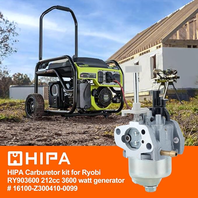 Hipa RY903600 Carburetor Fit for Ryobi 212CC 3600 4500 Watt Easy Start Generators Replace DP242852 16100-Z300410-0099 Generator Carb with Spark Plug Gasket