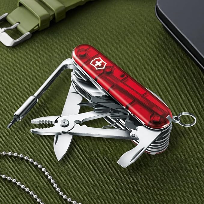 Victorinox CyberTool L in Red Transparent - 39 functions - Medium Pocket Knife with Fold-Out Bit Case