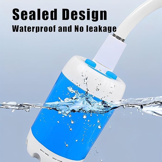 Portable Camping Shower 5000mah Battery Outdoor Camping Shower Pump Echargeable Shower Tool for Pumping Water from Bucket for Outdoor Camping Traveling Pet Bathing Car Washing