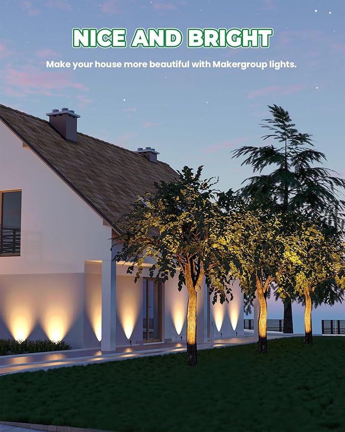 Low Voltage Brass Landscape Lights Solid Outdoor Spotlights with Replaceable MR16 LED Bulb 5W 2700K Warm White 12V 24V Landscape Lighting Waterproof Design for Garden Yard Patio