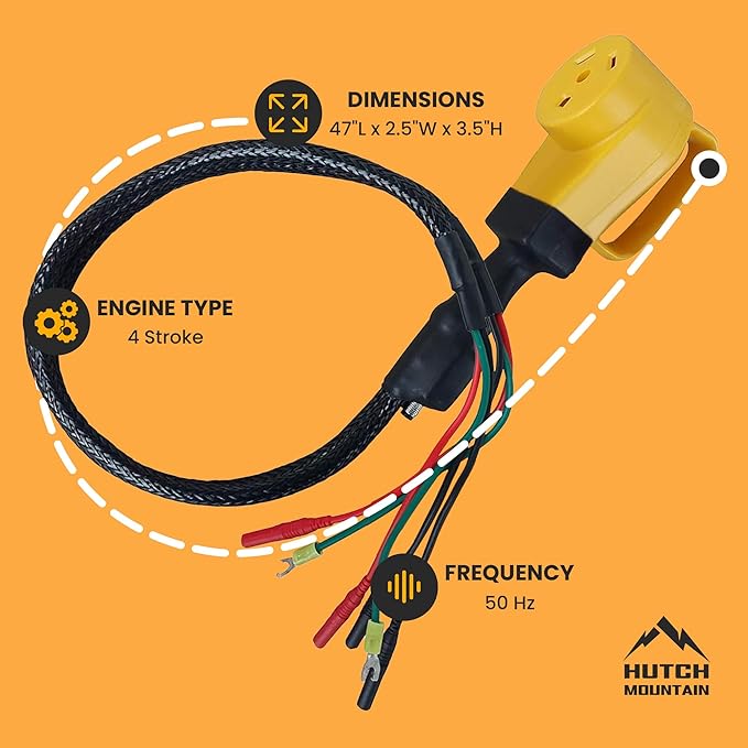 Hutch Mountain Power Grip Parallel Cable - Compatible with Honda Generator Eu2200i 1000i &amp 2000i RV Cable w/ 30 amp Generator Cord Breaker Parallel Kit with Built Handle