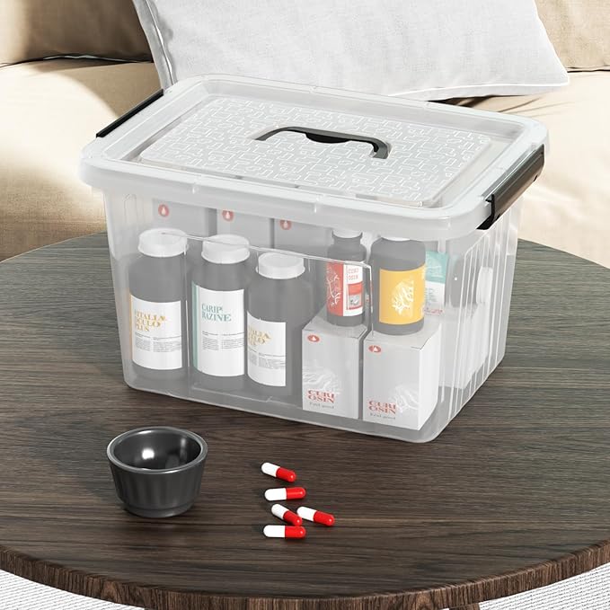 6-Pack 12 Quart Plastic Storage Box with Latching Lid Clear Storage Latch Bins