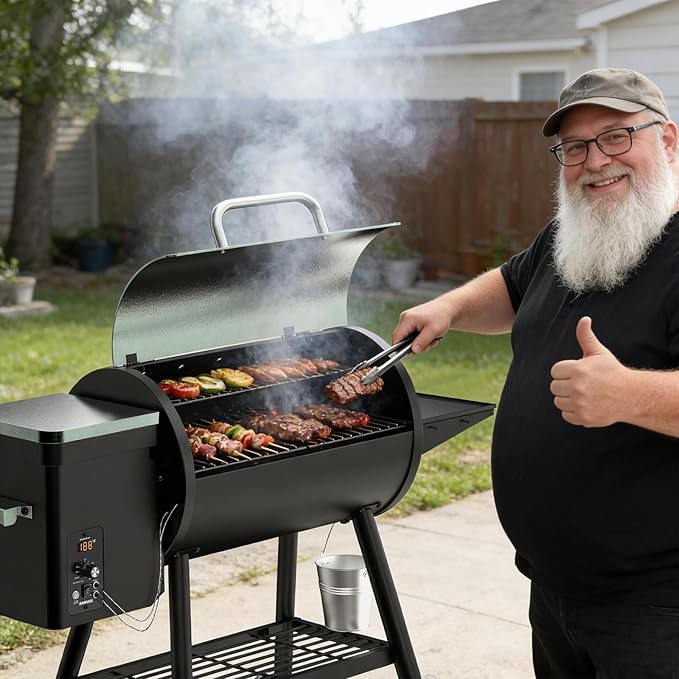 DAMNISS Pellet Smoker Grill Combo 565 SQ.IN Cooking Area with PID Temperature Control (180-450°F) Electric BBQ Meat Grills &amp Smokers Patio Backyard for Roast Outdoor
