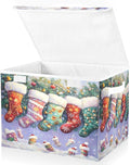 Christmas Baskets Collapsible Storage Bins with Lids Christmas Stocking Storage Boxes Clothes Baskets for Organizing