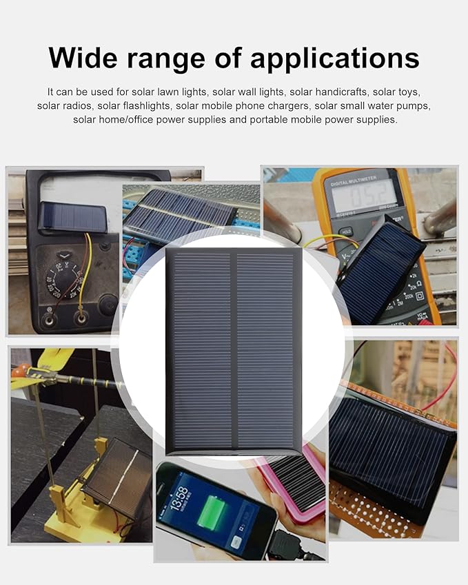 FellDen Micro Solar Panels Photovoltaic Solar Cells 10PCS 5V 200mA Epoxy Solar Panel Kit Polycrystalline Solar Cells 110mmx60mm / 4.33x 2.36