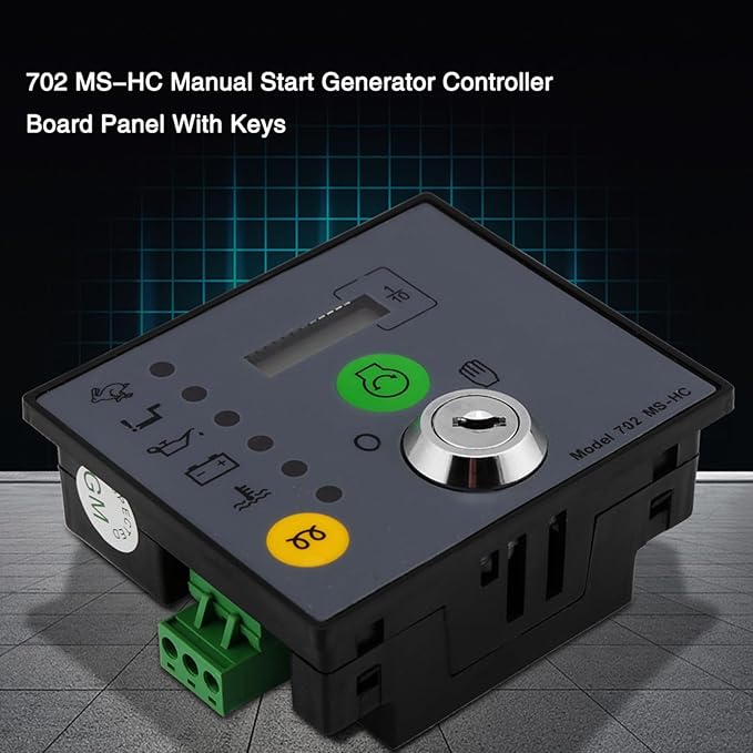 Generator Controller Board Panel 702 MS-HC with Keys Manual Start Engine Monitoring Low Oil Pressure High Temperature Alarm