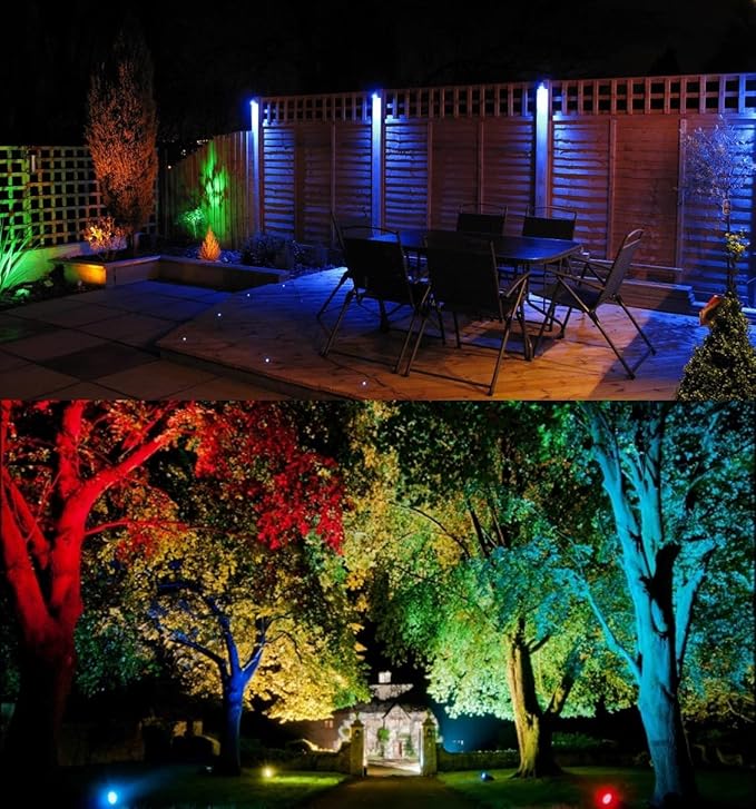 TOVEENEN Color LED Outdoor Landscape Spotlight - 120V 12W Waterproof Spot Lights for Christmas Halloween Yard House 2 Pack