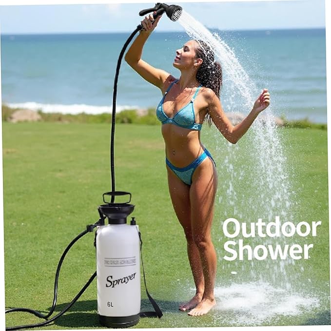Portable Camping Shower 6L Portable Shower with 10 Modes Sprayer Head and 9.84ft Hose for Garden Picnic Hiking Beach Car Cleaning