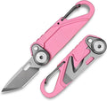 TACRAY Vinto 5-in-1 Small Pocket Knife – Ultra-Light Compact Multitool with Utility Knife Seatbelt Cutter Bottle Opener Flathead Screwdriver &amp Keyring Attachment for Everyday Carry (Pink)