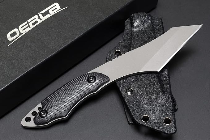OERLA TAC OL-0022P Python Fixed Blade Outdoor Duty Straight Knife - Full Tang 420HC Stainless Steel Field Camping With G10 Handle Waist Clip EDC Kydex Sheath (Black)