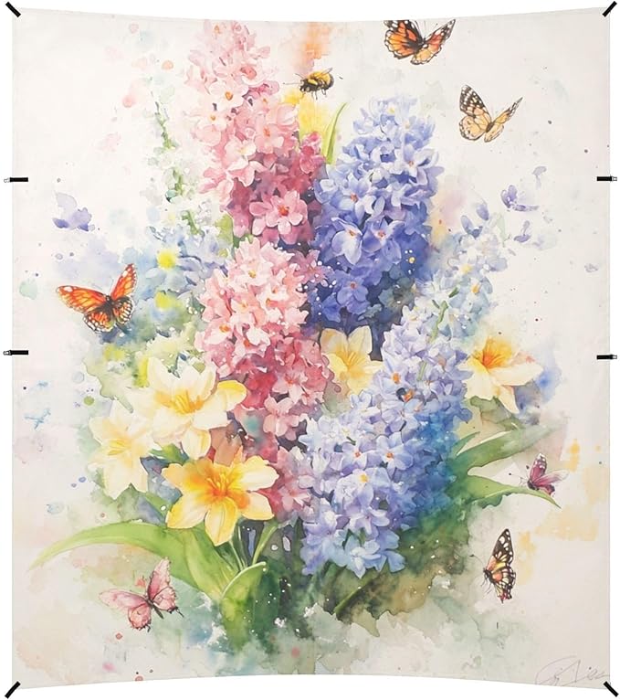Summer Flowers Bouquet Butterflies Beach Tent &amp Canopy UPF50 Lightweight Sun Shelter with Carrying Bag for Camping Picnics Backyard &amp Fishing