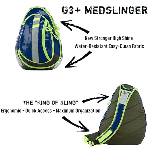 Statpacks G3+ Medslinger Soft Sling Medical Gear Pack Quick Access Bag for EMS Police Firefighters Athletic Trainers Blue