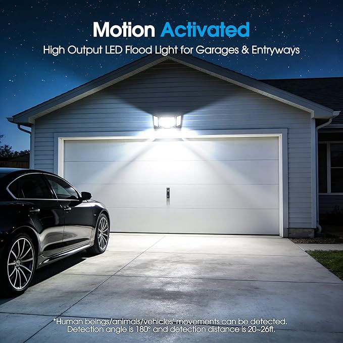 Motion Sensor Outdoor Light Hardwired 45W 7500LM Security Flood Lights Motion Detector Dusk to Dawn Light IP65 Waterproof 220 LEDs Floodlight with Remote Control for Garage Yard Porch