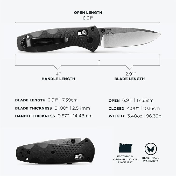 Benchmade - Mini Barrage 585 EDC Knife Drop-point Blade with Black Valox Handle (585)