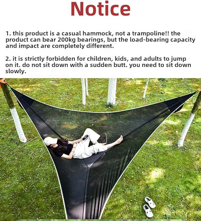 Air Triangle Camping Hammock Multi-Person Portable Hammock for Adults and Children Family Triangle Hammock 1-3 Adults and Children Maximum Weight Capacity 440 lbs