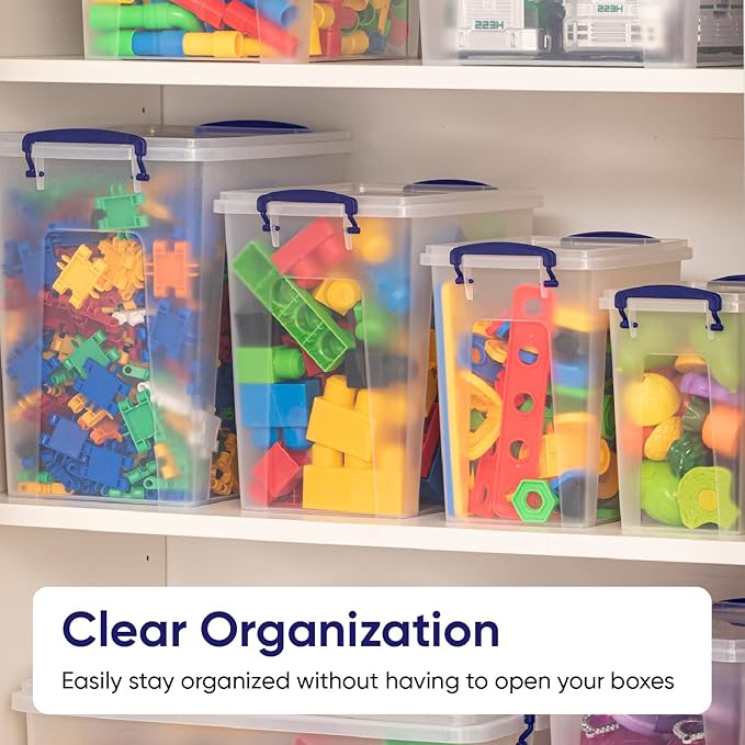 Superio Clear Storage Bins with Lids X-Deep (4 Pack) Small Organizer Box for Home Kitchen Garage- Store Food Supplies and Hair Accessories (2.5 4.75 8.7 14.25 Qt)