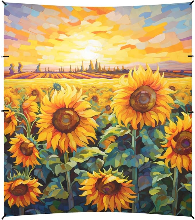 ALAZA Blooming Field of A Sunflowers Beach Tent Sun Shelter Portable Canopy Sunshade for Outdoor Camping Picnics Backyard Fun 10x9 ft
