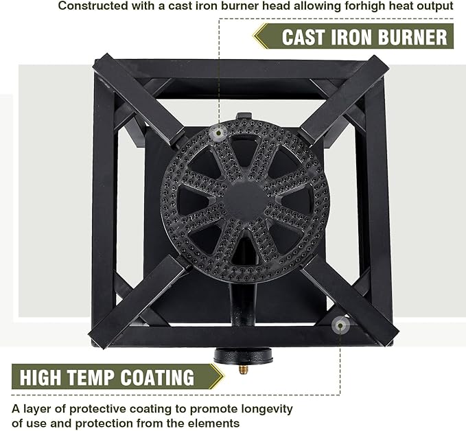 Bestfire 260000 BTU Outdoor Propane Gas Stove with 0-20 PSI Adjustable Regulator and Steel-Braided Hose for Outdoor Home Cooking and Turkey Frying
