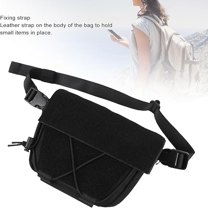 Hiking Fanny Pack Drop Pouch Oxford Cloth Sub Abdominal Carrying Kit Bag Utility Tool Pouch Fanny Pack for Chest Rig Vest (Black)