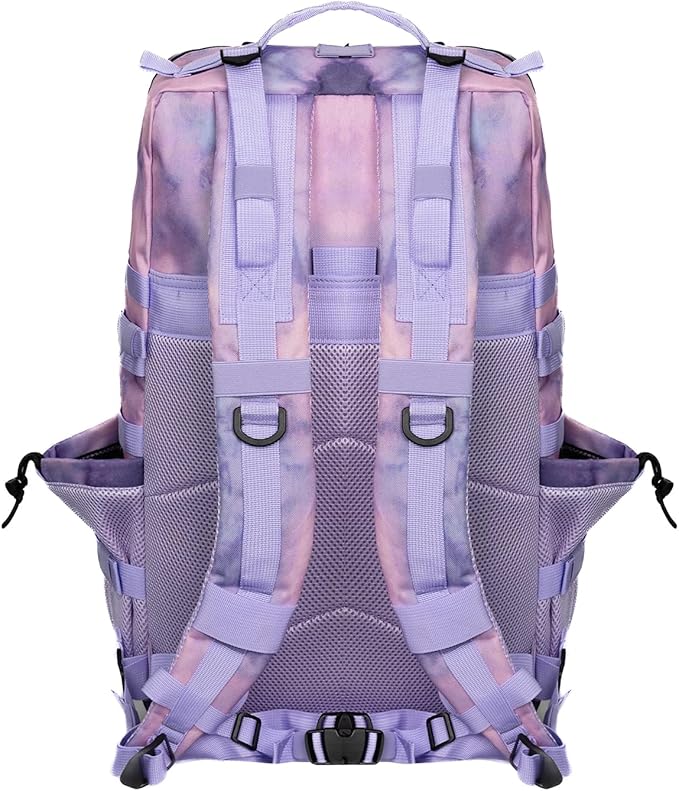 55L Military Tactical Backpack - Bug Out Bag with MOLLE System for Hiking(Cloud Purple Tie Dyeing)