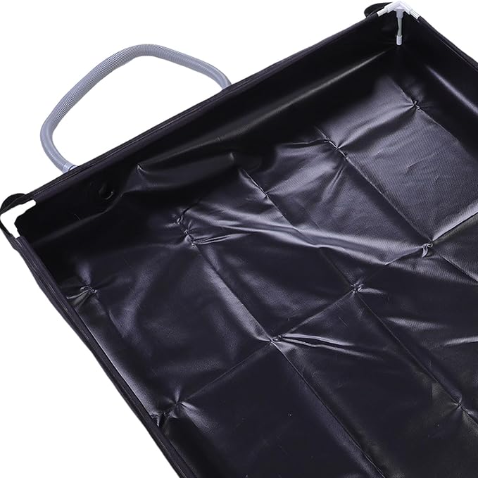 Fabater Portable Shower Pan PVC Material Foldable Shower Base Camping Tray with Detachable Drain Pipe for Camping RV Beach Outdoor Showering (Black)