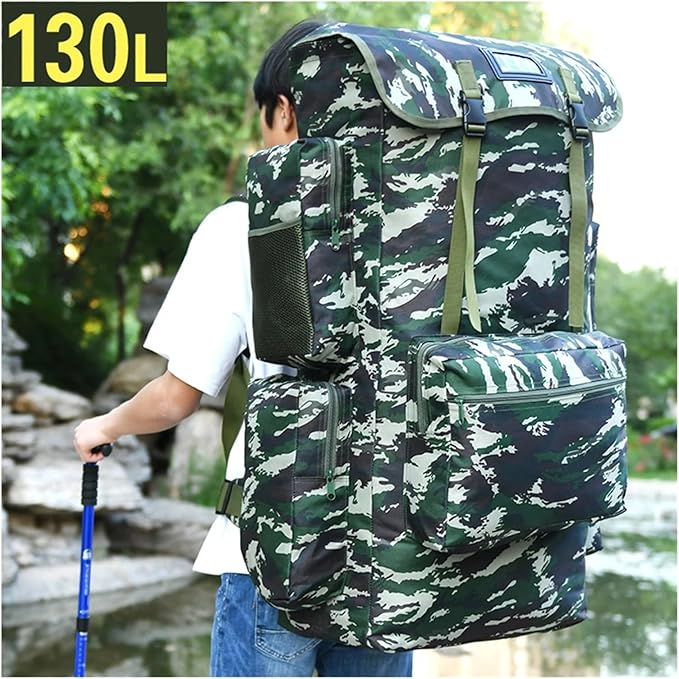 130L Large Camping Backpack Travel Bag Outdoor Luggage Bags Hiking Trekking For Men Molitary Tactical Shoulder Bag(Army Green)