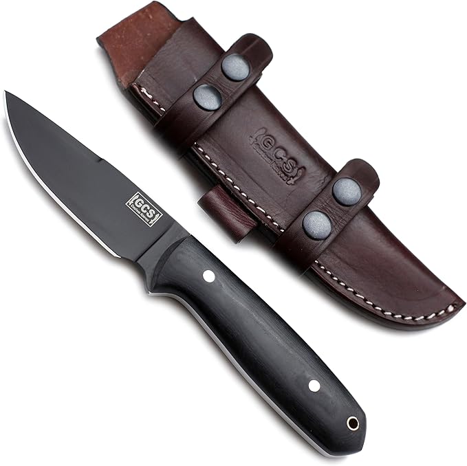 GCS Handmade Micarta Handle D2 Tool Steel Tactical Hunting Knife with leather sheath Full tang blade designed for Hunting &amp EDC GCS 105