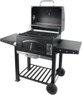 Grill Boss 24 Inch Charcoal BBQ Grill with Side Shelves Built-In Thermometer Black